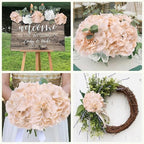 AVIVIHO 65pcs Fake Flowers Champagne Hydrangea Artificial Flowers Bulk (Not Squished, No Steaming Need) Silk Flowers with Stems for Wedding Decor,Home,Baby Shower,Table Centerpieces Decoration - Image 3