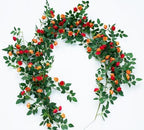 2PCS x 6FT Rose Garland Artificial Flower Vine for Home Decor, Orange by zhixinyue