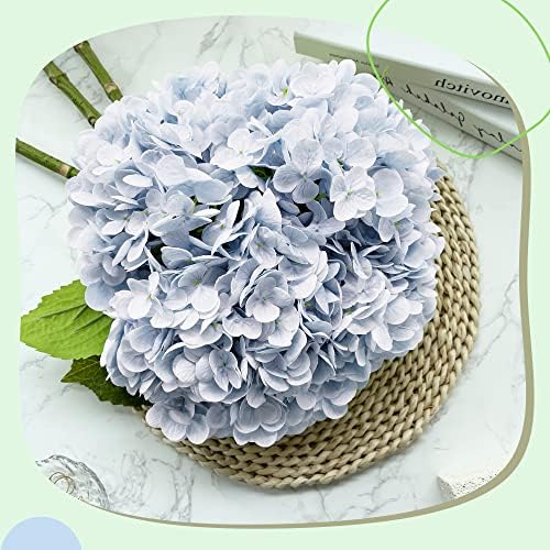 Yatim 21In Blue Artificial Hydrangea Flowers with Stems 5 Pcs - Image 4