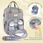 RUVALINO Baby Diaper Bag Backpack with Changing Pad, Waterproof, XL Gray - Image 4