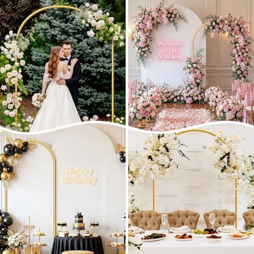 7.2FT Metal Wedding Arch Backdrop Stand,Stable Balloon Arch Frame,Gold - Image 7