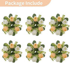 NUPTIO Small Flower Rings for Centerpieces: 9.05 Inch Champagne & White Candle Wreath for Wedding Party Christmas Table Decorations - Spring Summer Front Door Porch Decor 6 Pcs - Image 6