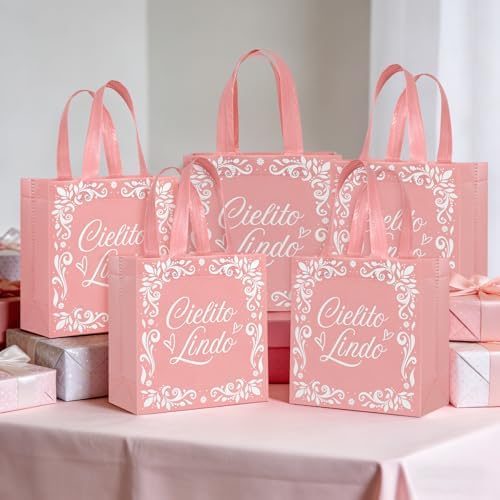 50 Pcs Cielito Lindo Party Favor Bags Reusable Pink Mexican Gift Bags Non Woven Platos De Barro Mexicanos Candy Bag Cinco De Mayo Goodie Bags with Handles for Fiesta Mexican Baby Shower Party Favors - Image 2