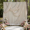 20ft x 15ft Beige Backdrop Curtains for Wedding Parties, 4 Panels Extra Long Wrinkle Free Fabric Drapes Photo Backdrop for Baby Shower Birthday Stage Reception Lobby Decoration by CO-AVE
