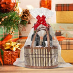 3-Pack Woven Bamboo Gift Baskets with Handles - Baby Shower & Birthday Party Storage - Empty Baskets with 3 Cellophane Bags & Gift Cards (Brown, 9.8×9.8×5.9 IN) - Image 7