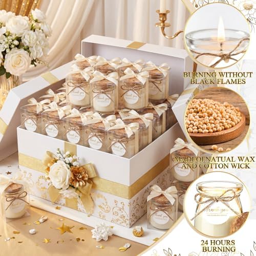 MTLEE 20 Sets Wedding Candle for Guest Beige Glass Jars Bridal Shower Favor - Image 3