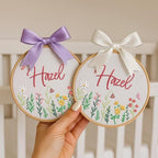 Embroidery Baby Name Sign, Personalized Welcome Baby Hoop Sign with Bow, Custom Baby Name Sign for Hospital, Infant Baby Shower Gifts New Parents (02) - Image 3