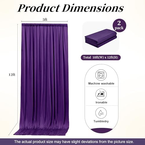 12ft x 10ft Purple Backdrop Curtains for Parties, Wrinkle Free 2 Panels Photo Backdrop Drapes Back Drop Cloth for Wedding Birthday Photography Background Decor - Image 6