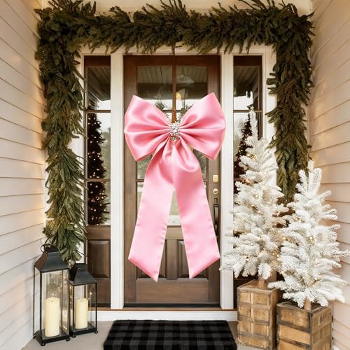 Meseey Giant Pink Satin Bow 27x39 Inch Extra Large Decorative Bow for Christmas Tree Topper,Party,Home Wall,Baby Shower & Birthday Decor(Pink) - Image 3
