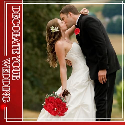 Geosar 16 Bundles Artificial Peonies Flowers,Bright Red - Image 6