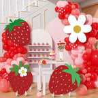 4 Pcs Large Strawberry Birthday Cardboard Cutouts Strawberry Baby Shower Backdrop Party Decorations for Lawn Yard Signs Summer Fruit Themed Party Supplies Photo Booth Props - Image 5