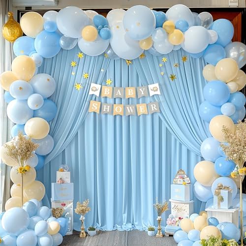 40x10ft Blue Backdrop Curtain Panels for Parties - Wrinkle Free Polyester Photo Curtain Backdrop Wedding Back Drop Fabric Drapes for Party Decorations Background for Photography - Image 6