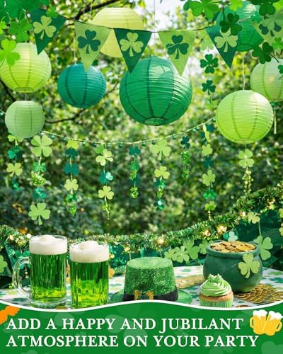 Treela 48 Pcs Paper Lanterns Party Decorations Round, Green Series - Image 4