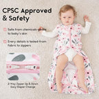 Yoofoss Baby Sleep Sack 6-12 Month 0.5TOG 100% Organic Cotton 2-Way Zipper - Image 4