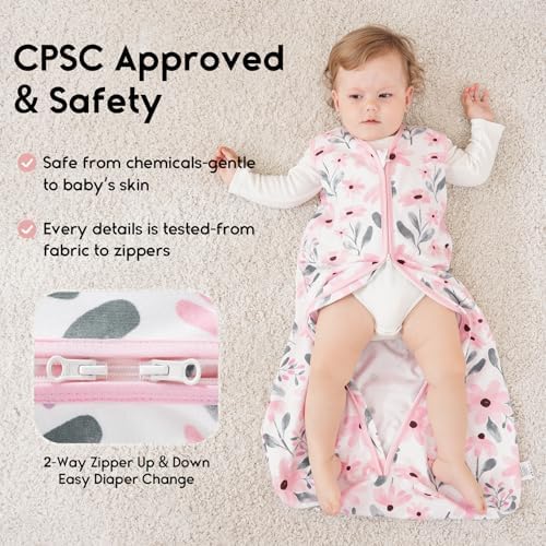 Yoofoss Baby Sleep Sack 6-12 Month 0.5TOG 100% Organic Cotton 2-Way Zipper - Image 4