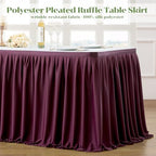 Partisky Burgundy Polyester Table Skirt for Rectangle Tables 17ft, Wrinkle Resistant Pleated Ruffle Table Cloth for Banquet Wedding Trade Baby Shower Display Gift Dining Table - Image 3