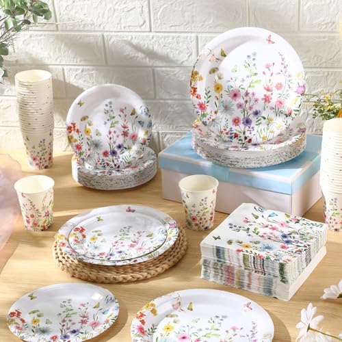 Wildflower Party Decorations, Paper Plates Napkins Cups Serve 50, Blossom - Image 4
