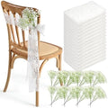 Moukeren 24 Sets White Lace Chair Sashes with Artificial Baby's Breath, 8.2ft Wedding Aisle Pew Decorations Church Ceremony Chair Ribbons for Bridal Shower Banquet Party Decor by Moukeren