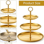 2 Pack Gold Cupcake Stand 3 Tier Stainless Steel Tiered Dessert Stand Display Tower for Wedding Birthday Party Baby Shower Festive Decor - Image 2