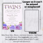 Amanda Creation Custom Baby Shower Invites Watercolor Hydrangea Baby Shower Invitation for Twins 20 5x7 Personalized Invites With Envelopes - Image 7