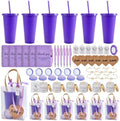 56Pcs Baby Shower Prizes for Game Winners Baby Shower Favors Gifts including Plastic Tumbler Notebook Scented Candles Ballpoint Pen Mirrors with Hair Brushes Bracelet Gift Bag (Purple) by Rigibright