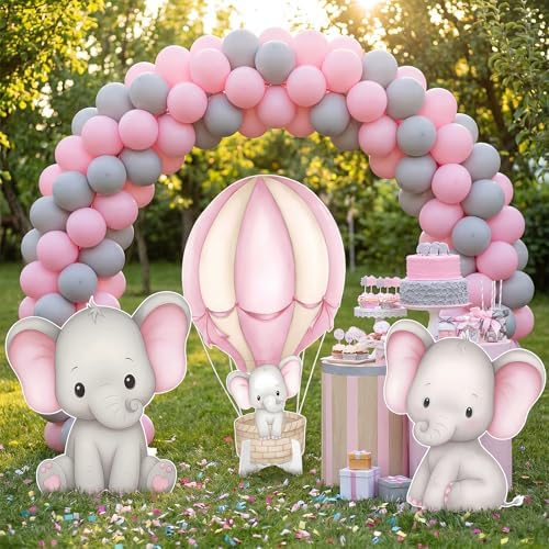 3 Pcs Pink Elephant Baby Shower Birthday Decorations Large Cutouts Gender Reveal Sign 1st Birthday Party Centerpieces for Baby Shower Party Supplies Photo Booth Props Backdrops Decor - Image 6