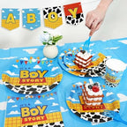 Boy Story Baby Shower Decorations, 25 Guests Includes Cardstock Plates Tableware | Tablecloth | Banner | Balloons | Cake Topper for It’s a Boy Story Baby Shower Themed Party Decorations (Pack of 3) - Image 2