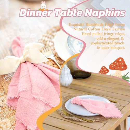 Showgeous 30 Pack Pink Cloth Napkins with Fringe, 16x16 inch 100% Cotton - Image 7