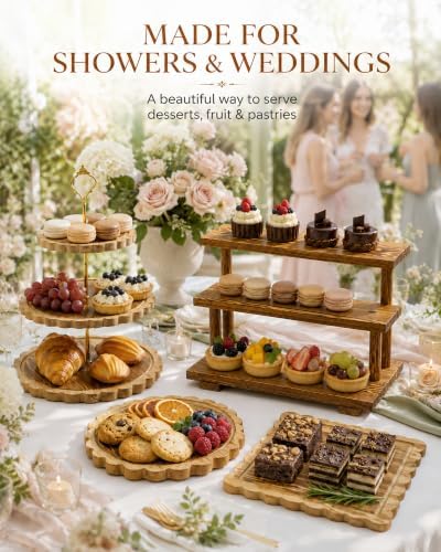 Wooden Dessert Table Display Set, 6-Piece Cake and Cupcake Stand Combo - Image 5