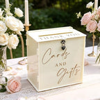 Acrylic Card Box with Lock & Slot, Warmy Cream Money Gift Card Box for Wedding Reception, Cash Envelope Box Ideal for Graduation Bridal Baby Shower Quinceanera & Baptism Party Supplies - Image 5