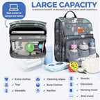 PILLANI Baby Diaper Bag Backpack - Backpack Diaper Bag w/Large Capacity - Baby Shower Gifts - Waterproof Travel Diaper Bags w/Changing Pad, Insulated Bottle Holders, Padded Straps - Baby Boy Stuff - Image 2