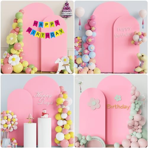 Wokceer Arch Backdrop Cover 7.2FT, 6FT Pink Arch Covers Stretchy Backdrop - Image 4