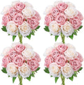 48 PCS Dusty Pink & Champagne Roses Artificial Flowers,Silk by DIYDOFUN