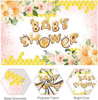 Fabric 8x6ft Honey Bee Baby Shower Backdrop Pink Flowers Yellow Honeycomb Oh Baby Decoration Background Sweet Honey Gender Reveal Neutral Newborn Party Banner Supplies - Image 6