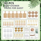 74 Pcs Baby Shower Prizes for Game Players 6 Set Cheese Board Fork Knives Coaster Towel Thank You Card and Gift Bags for Baby Shower Wedding Bridal Shower Favors (6, Gold) - Image 2