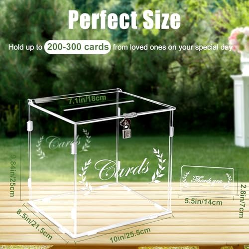 OurWarm Clear Card Boxes with Lock - Gift Card Box Money Box Holder for Reception, Anniversary, Shower, Rustic Wedding Decorations, Birthday, Graduation - Image 2