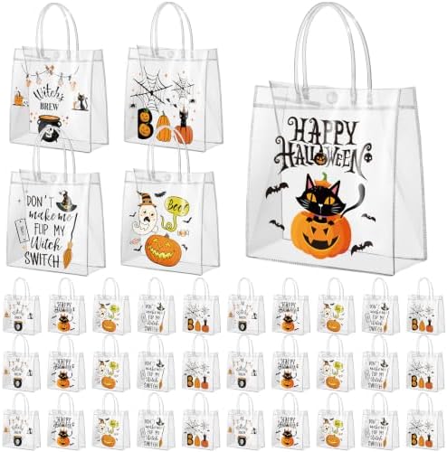 Canchiing 30 Pcs Halloween Clear Gift Bags Reusable Boo Pumpkin Treat Bags by Unknown
