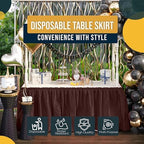 Exquisite Brown Table Skirt 12 Pack - Disposable Plastic Table Skirts for Rectangle Tables 6ft 8ft & Round Tables - 29in x 14ft Self-Adhesive Strip - Birthday Wedding Gender Reveal Decor - Image 6