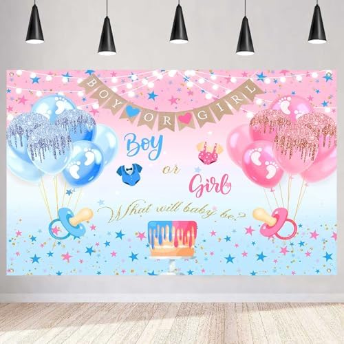 Gender Reveal Boy or Girl Photography Backdrop, 10x7FT by LYLYCTY