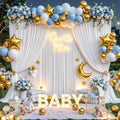50x8ft White Backdrop Curtains for Parties Wrinkle Free Fabric Backdrop Curtain Wedding Photo Drapes Backdrop for Birthday Party Baby Shower Bridal Shower Photography Back Drop 10 Panels 5x8FT by Suppromo