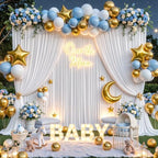 50x8ft White Backdrop Curtains for Parties Wrinkle Free Fabric Backdrop Curtain Wedding Photo Drapes Backdrop for Birthday Party Baby Shower Bridal Shower Photography Back Drop 10 Panels 5x8FT by Suppromo