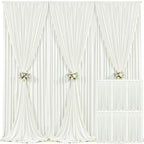 6 Panels Ivory Backdrop Curtain for Wedding Parties Wrinkle Free Ivory Photo Curtains Backdrop Drapes Fabric Decoration for Baby Shower Photoshoot 30ft(W) x 10ft(H) by Tao-GePartyDecorations