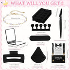 Aliceset 92 Pcs Baby Shower Prizes for Game Party Winners Baby Shower Favors Gifts Includes Hair & Beauty Accessories Jewelry Box with Gift Bag for Gender Revealed Wedding Bridal Party Favors(Black) - Image 3