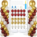 2 Sets Adjustable Balloon Column Stand Kit with Bases（Burgundy Red Gold） by Naozinebi