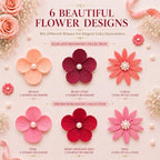 CONFECT Handmade Edible Gum Paste Flower Decorations – Vintage Blossom Collection – 60 Piece Assorted Sugar Flower Set with Pearl Centers, Hand Cut Cake Flowers for Cakes, Cupcakes & Desserts - Image 3