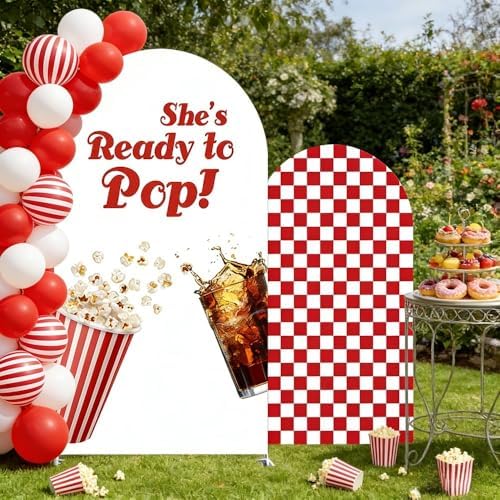 NIVIUS PHOTO She's Ready to Pop Baby Shower Arch Backdrop Cover, Party Decorations, Chiara Arch Cover for Gender Reveal, Birthday Party Photo Booth (7.2FT,G-05631) - Image 4