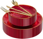 I00000 150 Pcs Clear Red Plastic Plates, Disposable Hammer Party Plates by I00000