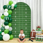 NIVIUS PHOTO Rugby Football Arch Backdrop Cover - 6FT Green Grass Field Photo Booth Background for Kids Birthday, Sports Themed Party, Baby Shower, Game Day Decorations - Image 4