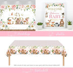 Hombae Woodland Baby Shower Decorations Girl, 128 PCs - Forest Animals Baby Shower Party Supplies with Its a Girl Backdrop, Balloon Garland, Boxes, Tablecloth, Cake Topper, Sash, Pins - Image 5