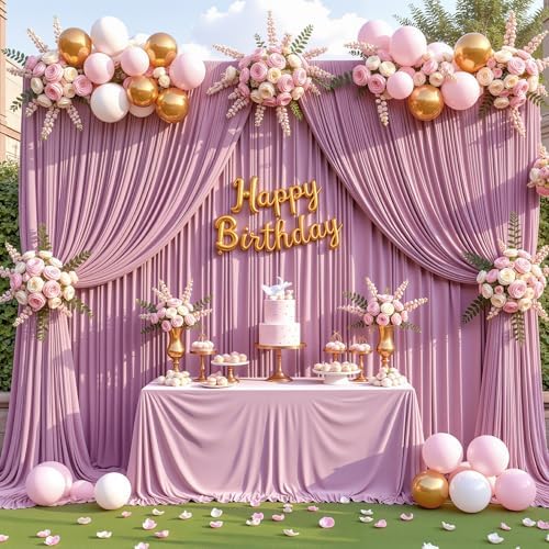 40x10ft Dusty Pink Backdrop Curtain for Wedding Parties Wrinkle Free Fabric Pink Drapes Backdrop Decoration for Baby Shower Birthday Photography Decoration 8 Panels, 5ft x 10ft - Image 2